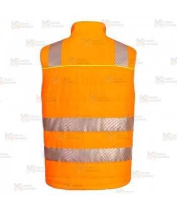 Chaleco Hybrid Baffle de alta visibilidad color naranja flúor y negro