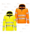 Sudadera de alta visibilidad con capucha y media cremallera