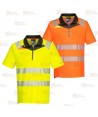 Polo de manga corta de alta visibilidad con media cremallera