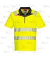 Polo de manga corta de alta visibilidad con media cremallera