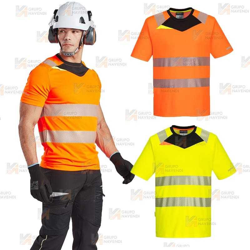 Camiseta bicapa de manga corta de alta visibilidad