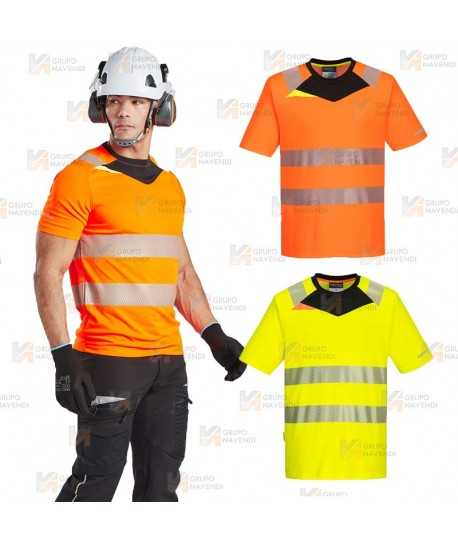 Camiseta bicapa de manga corta de alta visibilidad