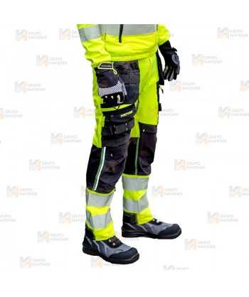 Pantalón Holster DX4 de alta visibilidad, con bolsillos desmontables color amarillo flúor/negro