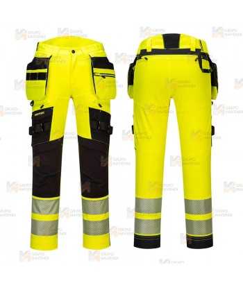 Pantalón Holster DX4 de alta visibilidad, con bolsillos desmontables color amarillo flúor/negro
