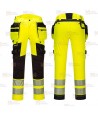 Pantalón Holster DX4 de alta visibilidad, con bolsillos desmontables color amarillo flúor/negro