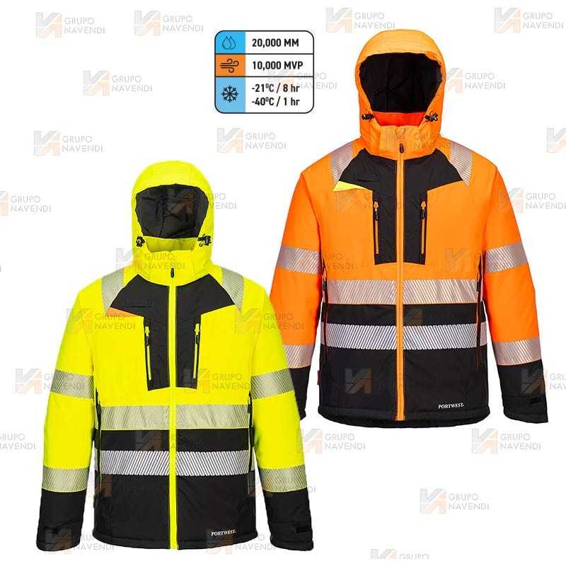 Parka bicolor de alta visibilidad clase 2, impermeable y forro Insulatex