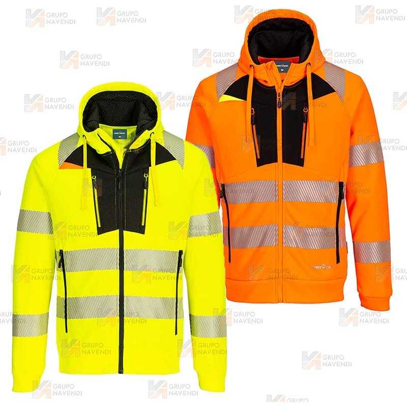 Sudadera gruesa de alta visibilidad con cremallera y capucha