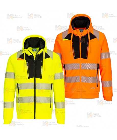 Sudadera gruesa de alta visibilidad con cremallera y capucha