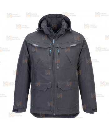 Parka bicolor, impermeable, multielástica con capucha