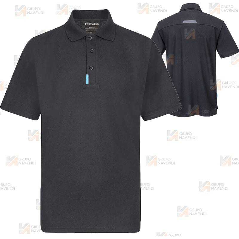 Polo monocolor de manga corta transpirable color negro
