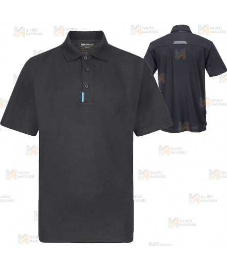 Polo monocolor de manga corta transpirable color negro