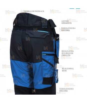Pantalones de trabajo bicolor, multielásticos con refuerzos