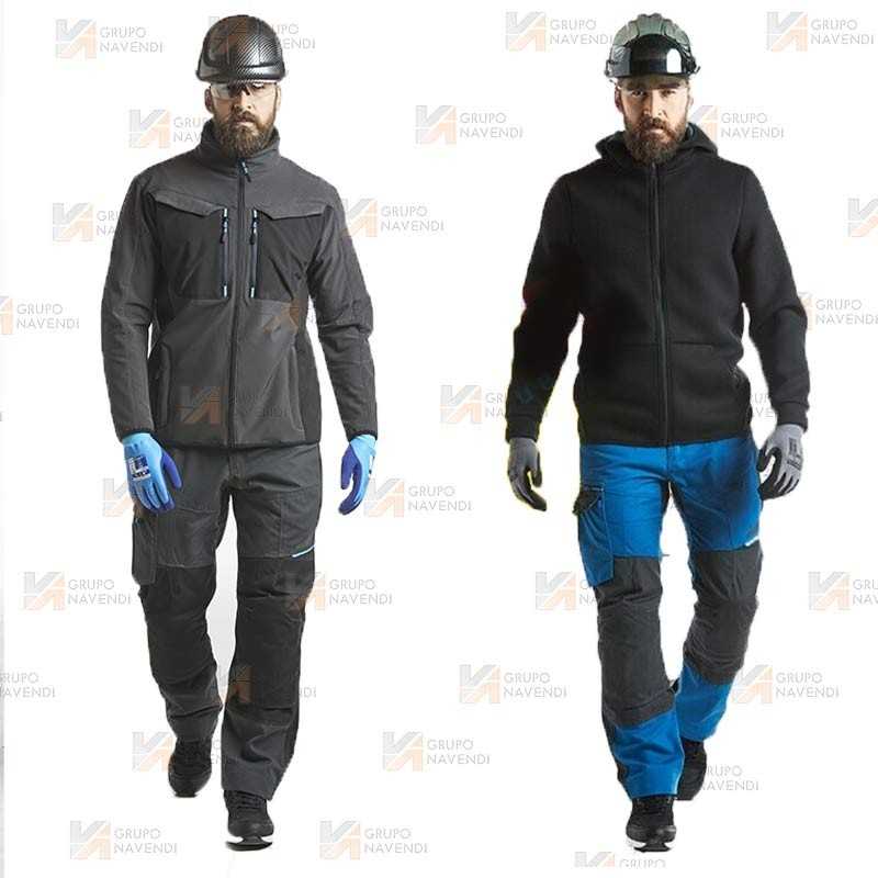 Pantalones de trabajo bicolor, multielásticos con refuerzos