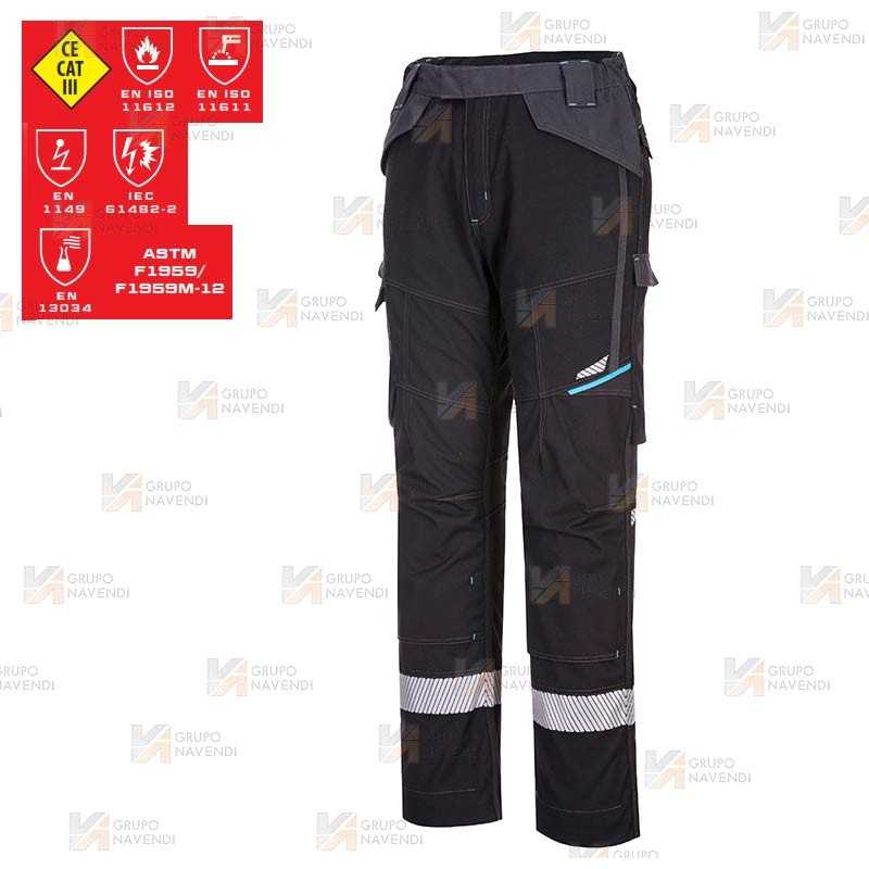 Pantalón ignífugo con tejido elástico y protección química