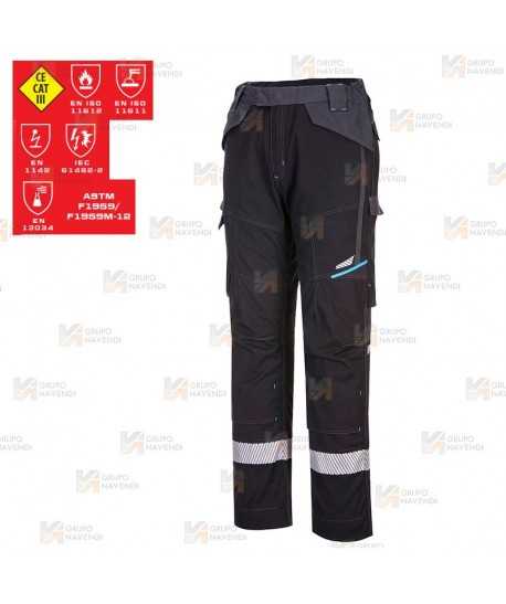 Pantalón ignífugo con tejido elástico y protección química