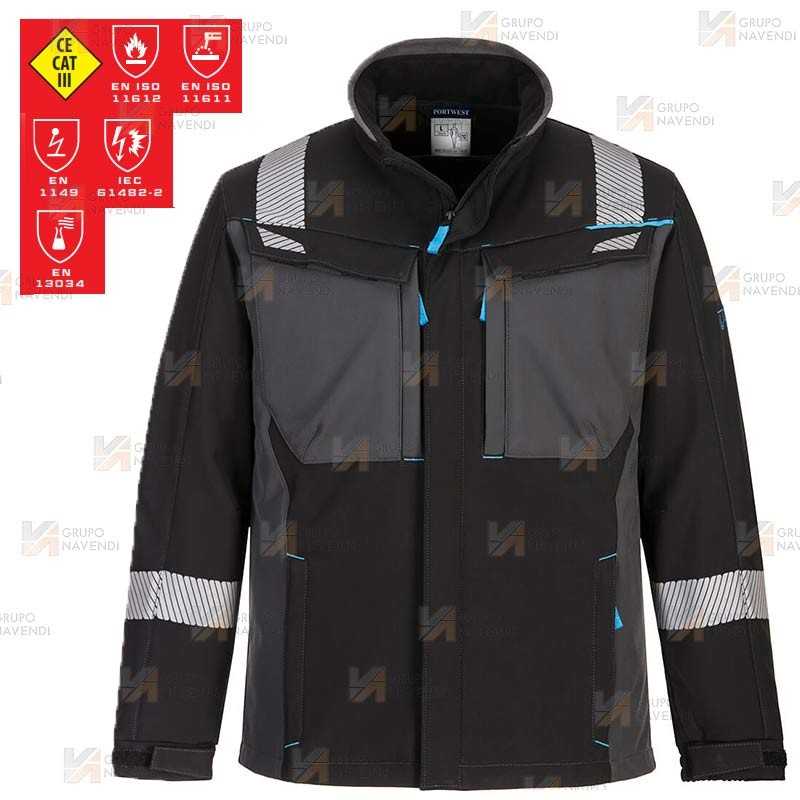 Softshell ignífugo con tejido elástico y protección química