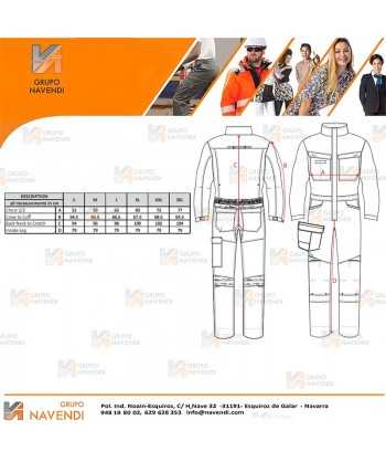 Buzo ignífugo con tejido elástico y protección química