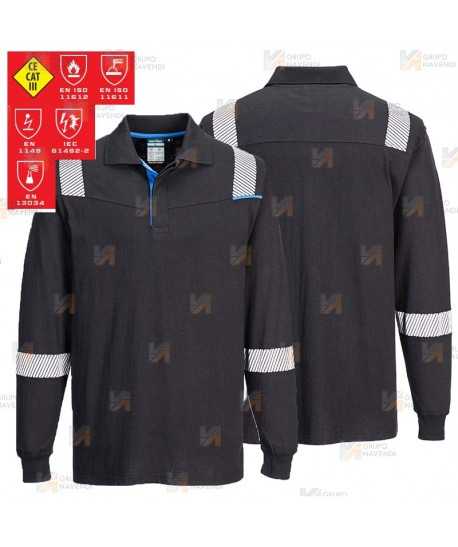 Polo ignífugo con tejido elástico y protección química