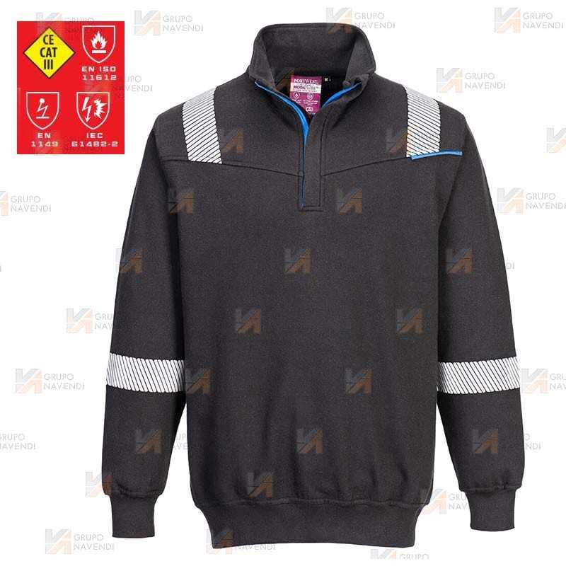Sudadera ignífuga con tejido elástico y cintas segmentadas