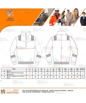 Sudadera ignífuga con tejido elástico y cintas segmentadas