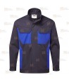 Chaqueta bicolor, bielástica diseñada para lavado industrial