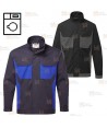 Chaqueta bicolor, bielástica diseñada para lavado industrial