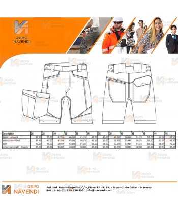 Bermudas bicolor, bielásticas para lavado industrial