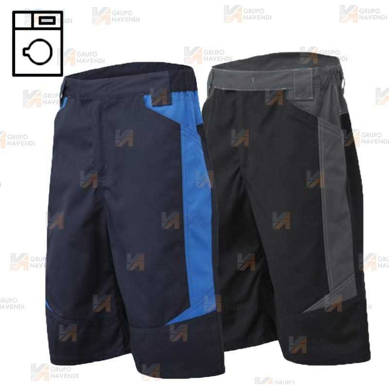 Bermudas bicolor, bielásticas para lavado industrial