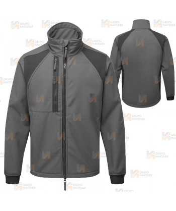 Chaqueta softshell WX2 con materiales ecológicos color gris oscuro