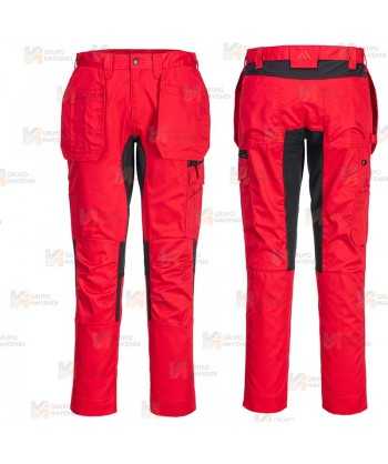 Pantalón de trabajo con refuerzos WX2 con materiales ecológicos en color rojo