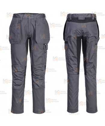 Pantalón de trabajo con refuerzos WX2 con materiales ecológicos en color gris