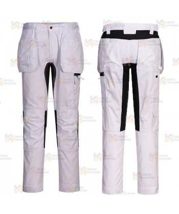 Pantalón de trabajo con refuerzos WX2 con materiales ecológicos en color blanco