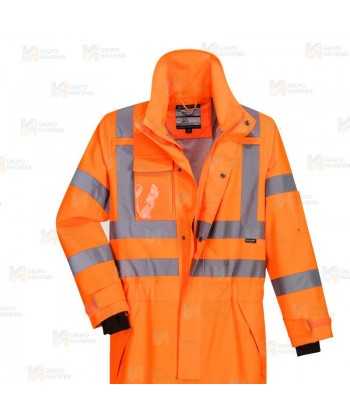 Buzo de alta visibilidad con membrana impermeable y transpirable
