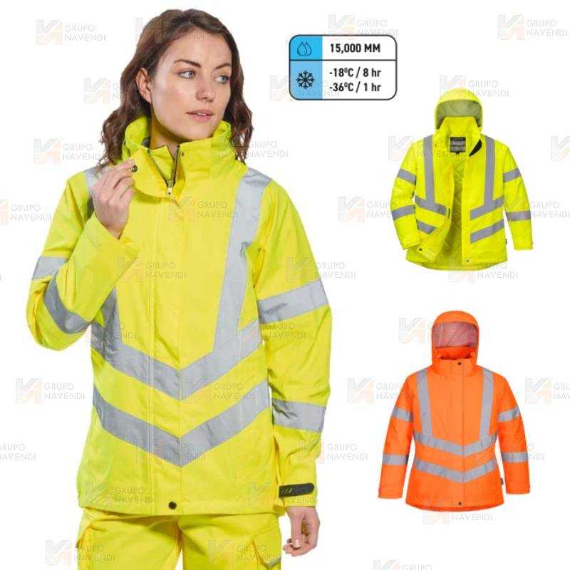 Parka de alta visibilidad acolchada para mujer