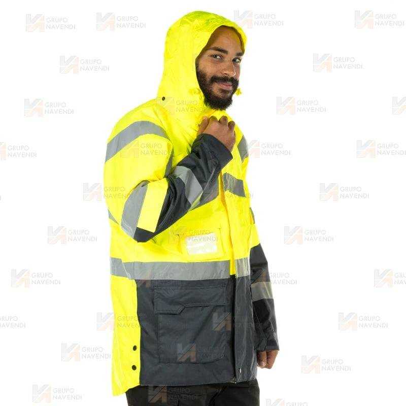 Chubasquero bicolor alta visibilidad con forro de malla