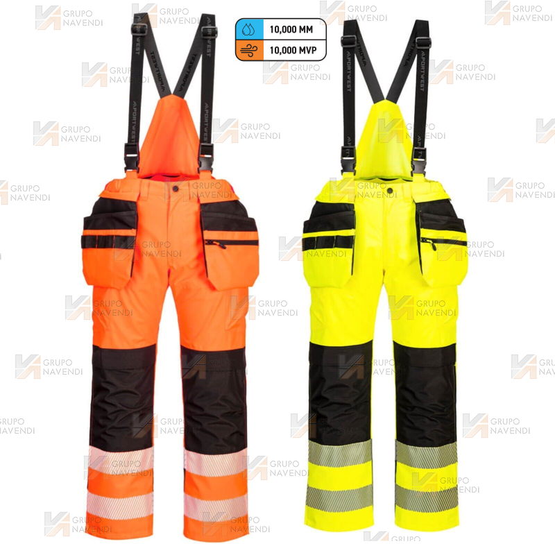 Peto impermeable de alta visibilidad, con forro y refuerzos
