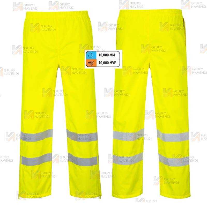 Pantalón monocolor amarillo alta visibilidad para lluvia o agua