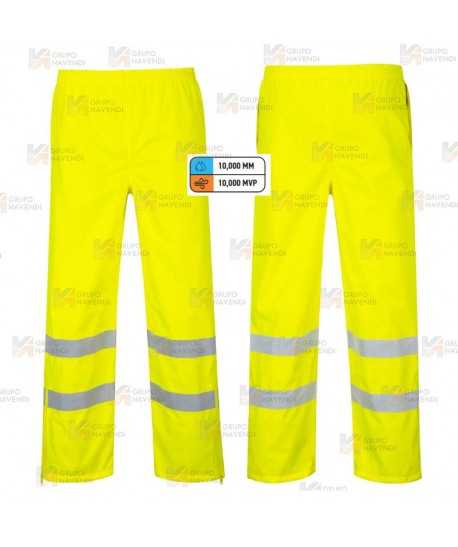 Pantalón monocolor amarillo alta visibilidad para lluvia o agua