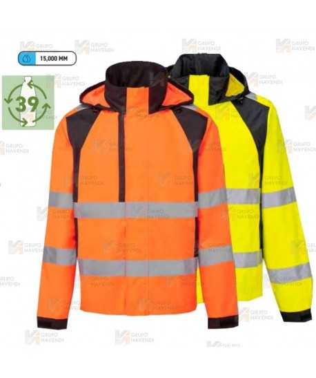 Parka ligera, bicolor, con tejido ecológico en alta visibilidad