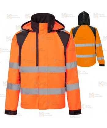 Parka ligera, bicolor, con tejido ecológico en alta visibilidad