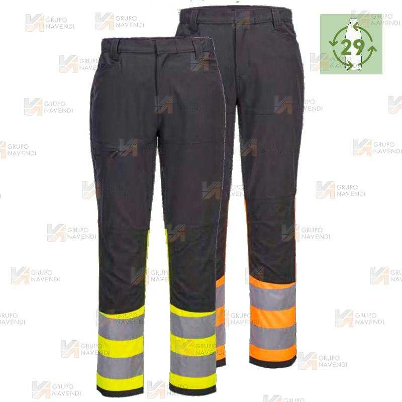 Pantalón, bicolor con tejido ecológico y elástico en alta visibilidad
