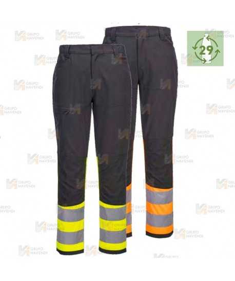 Pantalón, bicolor con tejido ecológico y elástico en alta visibilidad