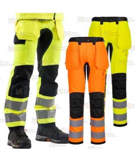 Pantalón, bicolor con tejido ecológico y elástico en alta visibilidad