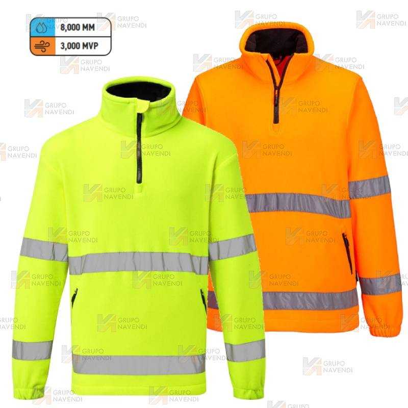 Jersey polar con media cremallera y membrana de alta visibilidad