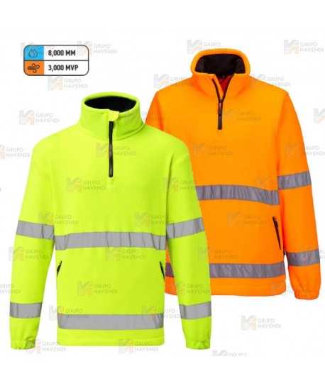 Jersey polar con media cremallera y membrana de alta visibilidad