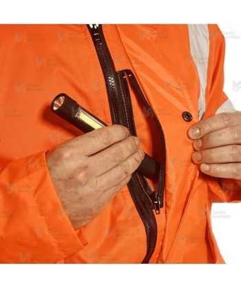 Cazadora piloto acolchada de alta visibilidad en naranja flúor