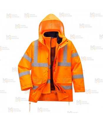 Parka ligera impermeable de alta visibilidad en naranja flúor