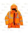 Parka ligera impermeable de alta visibilidad en naranja flúor