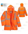 Parka ligera impermeable de alta visibilidad en naranja flúor