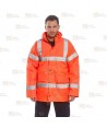 Parka acolchada impermeable de alta visibilidad en naranja flúor